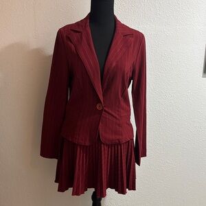 Fi Fashion Women's Red Pinstripe Blazer and Skirt Set   SzL